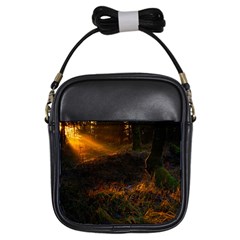 Sunset Forest Fall Sunbeams Nature Girls Sling Bag by danenraven