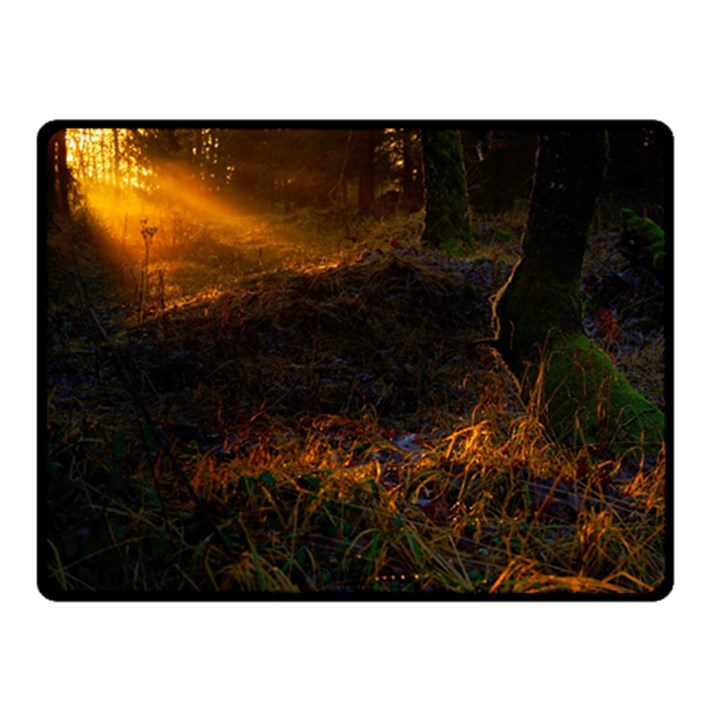 Sunset Forest Fall Sunbeams Nature Fleece Blanket (Small)