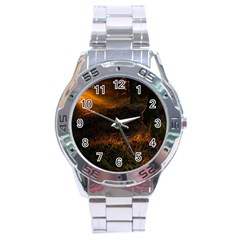 Sunset Forest Fall Sunbeams Nature Stainless Steel Analogue Watch by danenraven