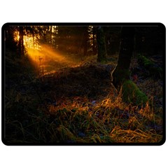 Sunset Forest Fall Sunbeams Nature Double Sided Fleece Blanket (large)  by danenraven