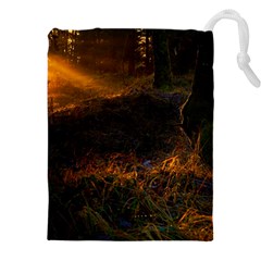 Sunset Forest Fall Sunbeams Nature Drawstring Pouch (4xl) by danenraven