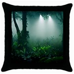 Swamp Forest Trees Background Nature Eerie Throw Pillow Case (Black) Front