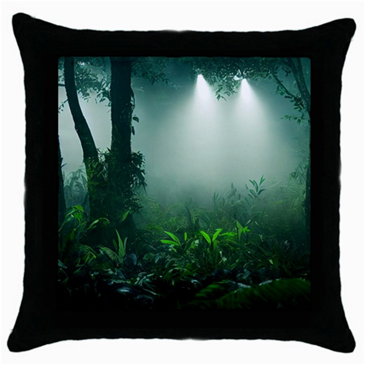 Swamp Forest Trees Background Nature Eerie Throw Pillow Case (Black)