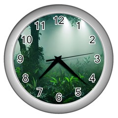 Swamp Forest Trees Background Nature Eerie Wall Clock (silver) by danenraven