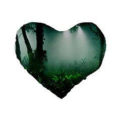 Swamp Forest Trees Background Nature Eerie Standard 16  Premium Heart Shape Cushions by danenraven