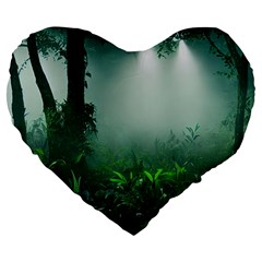 Swamp Forest Trees Background Nature Eerie Large 19  Premium Heart Shape Cushions by danenraven