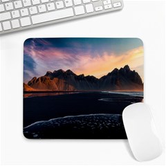 Beach Volcano Ocean Sunset Sunrise Iceland Large Mousepad by danenraven