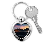 Beach Volcano Ocean Sunset Sunrise Iceland Key Chain (Heart) Front