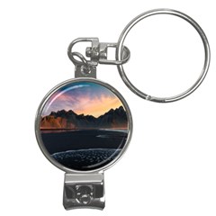 Beach Volcano Ocean Sunset Sunrise Iceland Nail Clippers Key Chain