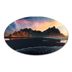 Beach Volcano Ocean Sunset Sunrise Iceland Oval Magnet by danenraven