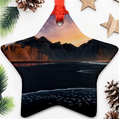 Beach Volcano Ocean Sunset Sunrise Iceland Star Ornament (two Sides) by danenraven