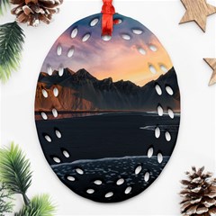 Beach Volcano Ocean Sunset Sunrise Iceland Oval Filigree Ornament (two Sides) by danenraven