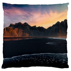 Beach Volcano Ocean Sunset Sunrise Iceland Large Cushion Case (two Sides) by danenraven