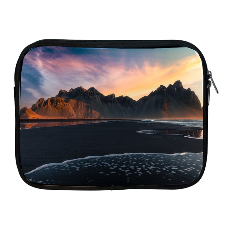 Beach Volcano Ocean Sunset Sunrise Iceland Apple iPad 2/3/4 Zipper Cases