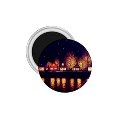 Night Houses River Bokeh Leaves Fall Autumn 1 75  Magnets by danenraven