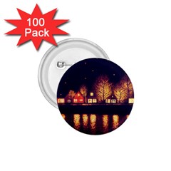 Night Houses River Bokeh Leaves Fall Autumn 1 75  Buttons (100 Pack)  by danenraven