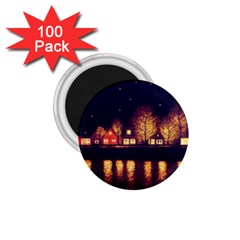 Night Houses River Bokeh Leaves Fall Autumn 1 75  Magnets (100 Pack)  by danenraven