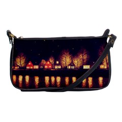 Night Houses River Bokeh Leaves Fall Autumn Shoulder Clutch Bag by danenraven