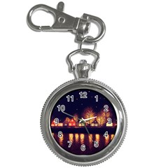 Night Houses River Bokeh Leaves Fall Autumn Key Chain Watches by danenraven