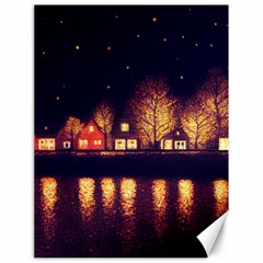 Night Houses River Bokeh Leaves Fall Autumn Canvas 18  X 24  by danenraven