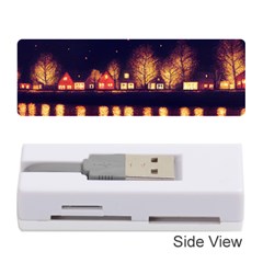 Night Houses River Bokeh Leaves Fall Autumn Memory Card Reader (stick) by danenraven