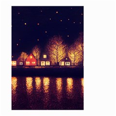 Night Houses River Bokeh Leaves Fall Autumn Small Garden Flag (two Sides) by danenraven