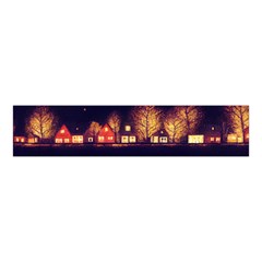 Night Houses River Bokeh Leaves Fall Autumn Velvet Scrunchie by danenraven