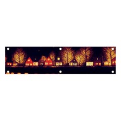 Night Houses River Bokeh Leaves Fall Autumn Banner And Sign 4  X 1  by danenraven