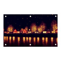 Night Houses River Bokeh Leaves Fall Autumn Banner And Sign 5  X 3 