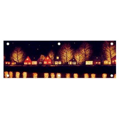 Night Houses River Bokeh Leaves Fall Autumn Banner And Sign 6  X 2  by danenraven