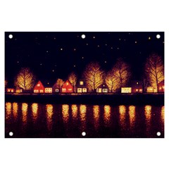 Night Houses River Bokeh Leaves Fall Autumn Banner And Sign 6  X 4  by danenraven