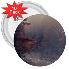 Morning River Forest Autumn Misty Morning Stream 3  Buttons (10 Pack)  by danenraven