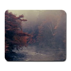 Morning River Forest Autumn Misty Morning Stream Large Mousepad by danenraven