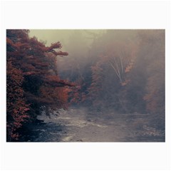 Morning River Forest Autumn Misty Morning Stream Large Glasses Cloth (2 Sides) by danenraven