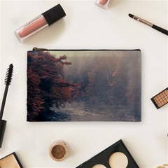 Morning River Forest Autumn Misty Morning Stream Cosmetic Bag (medium) by danenraven