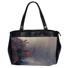 Morning River Forest Autumn Misty Morning Stream Oversize Office Handbag (2 Sides) by danenraven