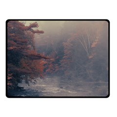 Morning River Forest Autumn Misty Morning Stream Fleece Blanket (small) by danenraven