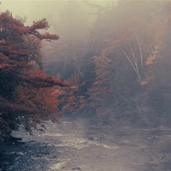 Morning River Forest Autumn Misty Morning Stream Play Mat (square)