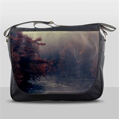 Morning River Forest Autumn Misty Morning Stream Messenger Bag by danenraven