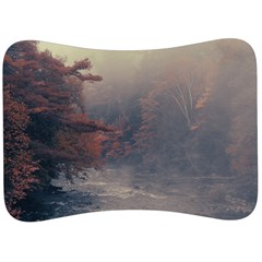 Morning River Forest Autumn Misty Morning Stream Velour Seat Head Rest Cushion by danenraven