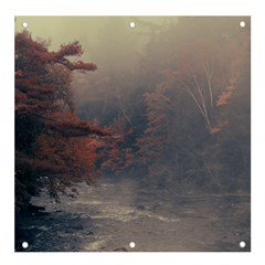 Morning River Forest Autumn Misty Morning Stream Banner And Sign 4  X 4 