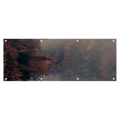 Morning River Forest Autumn Misty Morning Stream Banner And Sign 8  X 3 