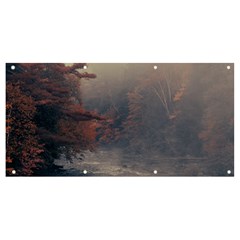 Morning River Forest Autumn Misty Morning Stream Banner And Sign 8  X 4 