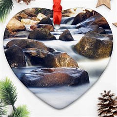 River Nature Stream Brook Water Rocks Landscape Ornament (heart) by danenraven