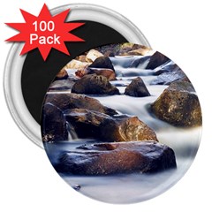 River Nature Stream Brook Water Rocks Landscape 3  Magnets (100 Pack) by danenraven