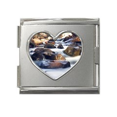 River Nature Stream Brook Water Rocks Landscape Mega Link Heart Italian Charm (18mm)