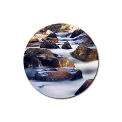 River Nature Stream Brook Water Rocks Landscape Rubber Round Coaster (4 Pack) by danenraven