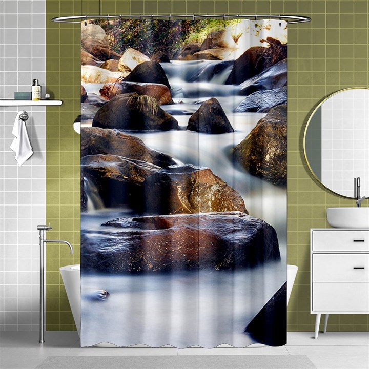 River Nature Stream Brook Water Rocks Landscape Shower Curtain 48  x 72  (Small) 