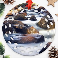 River Nature Stream Brook Water Rocks Landscape Round Filigree Ornament (two Sides) by danenraven