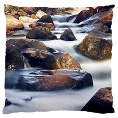 River Nature Stream Brook Water Rocks Landscape Large Cushion Case (one Side) by danenraven